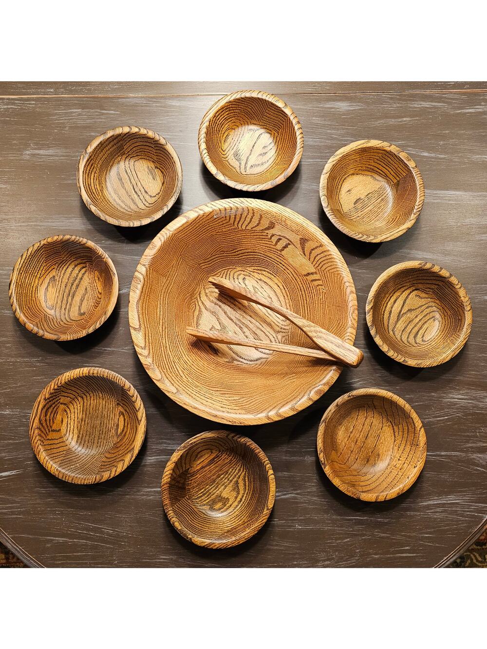 Nativewood Harvest Oak Wooden Salad Bowl Set